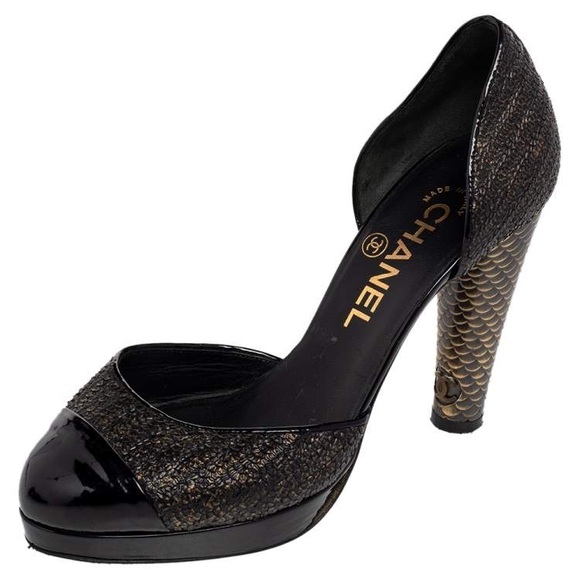 CHANEL Shoes - Vintage Chanel Python Effect D’orsay Pumps - 38